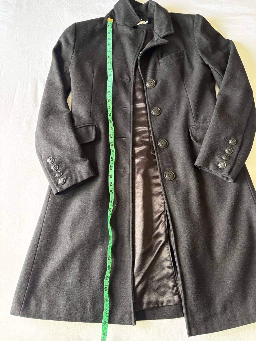 Ricki's Black Single-Breasted Wool Trench Coat - Picture 3 of 7